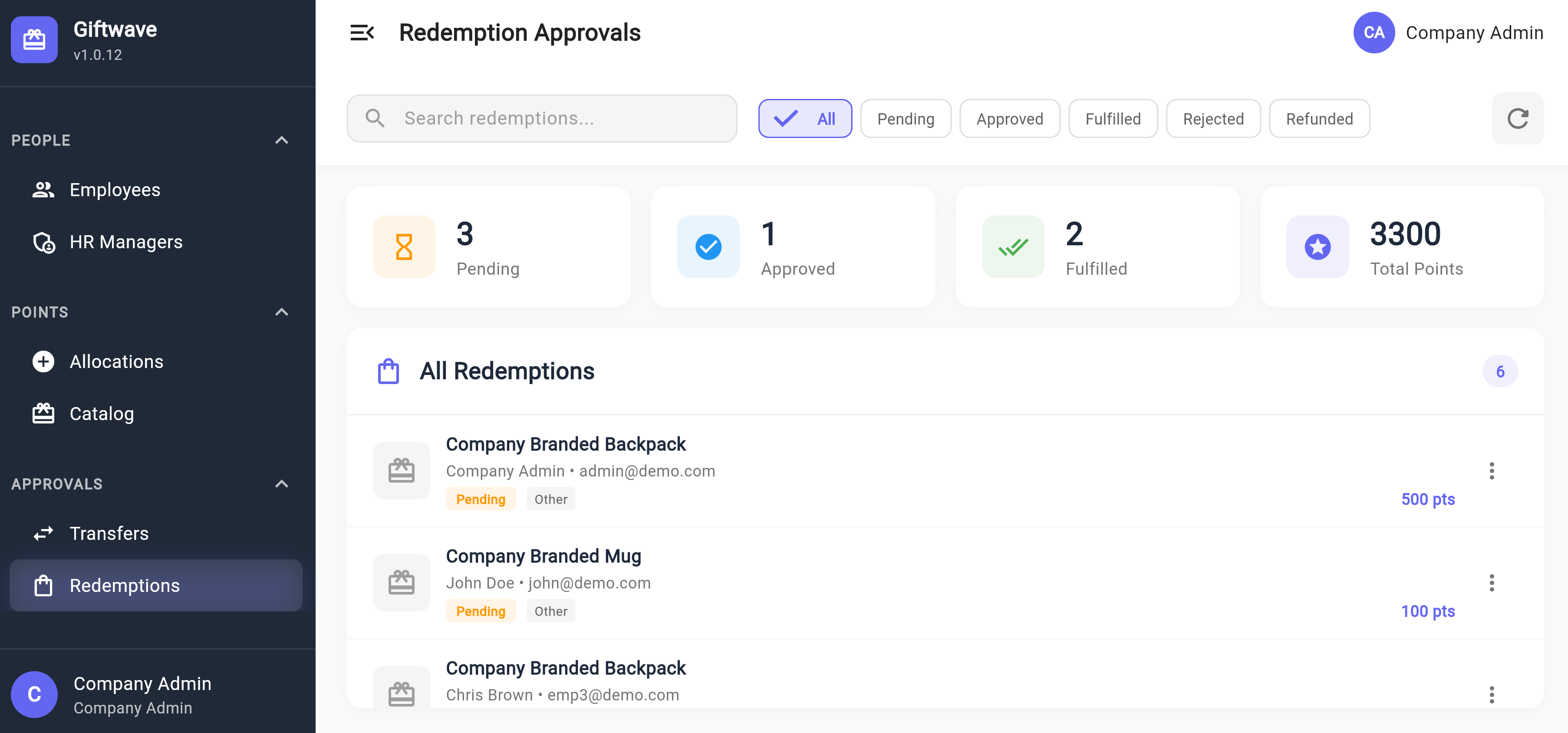 Giftwave for Work Redemptions